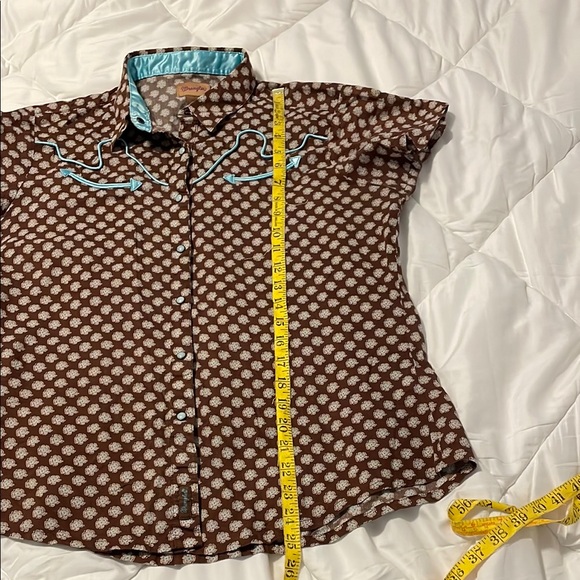 Wrangler Brown and Aqua Western Shirt - Picture 4 of 9
